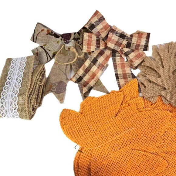 Lot Of Fall Thanksgiving Decorative Mesh Wire Edge Ribbon Crafting... - Picture 5 of 11